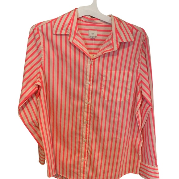 A New Day Pink and White Striped Shirt NWT size small - Picture 1 of 3